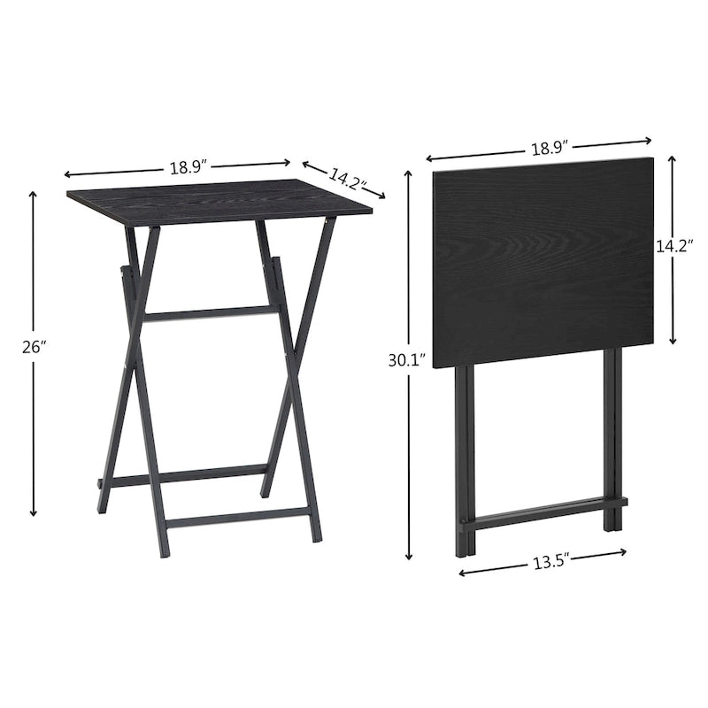 Table de plateau TV pliante 2 pièces avec plateau en bois et cadre en métal
