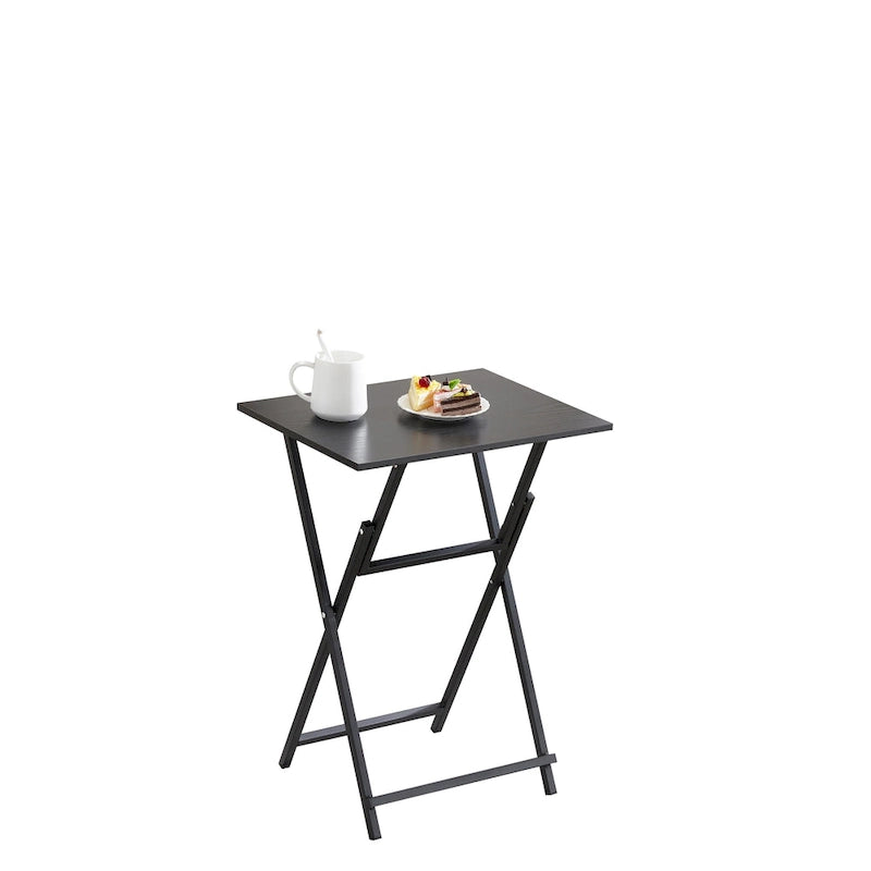 Table de plateau TV pliante 2 pièces avec plateau en bois et cadre en métal