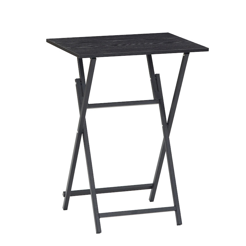 Table de plateau TV pliante 2 pièces avec plateau en bois et cadre en métal