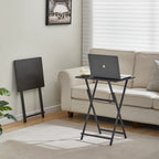 Table de plateau TV pliante 2 pièces avec plateau en bois et cadre en métal
