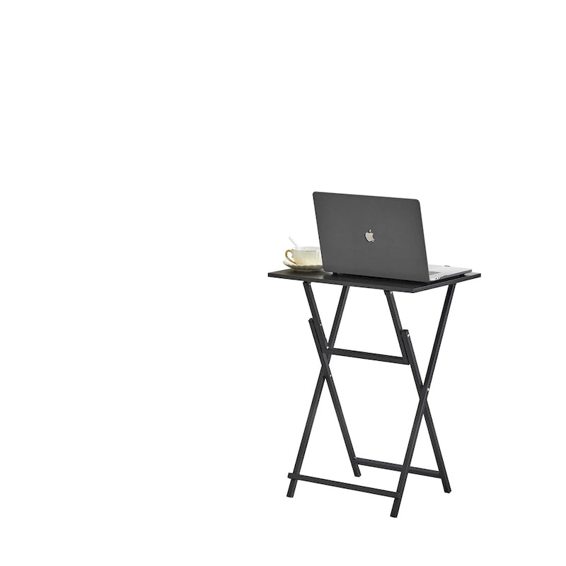 Table de plateau TV pliante 2 pièces avec plateau en bois et cadre en métal