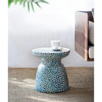Tabouret et Table d'Appoint Mosaïque en Coquillages de Capiz