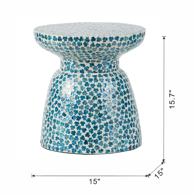 Tabouret et Table d'Appoint Mosaïque en Coquillages de Capiz