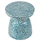 Tabouret et Table d'Appoint Mosaïque en Coquillages de Capiz