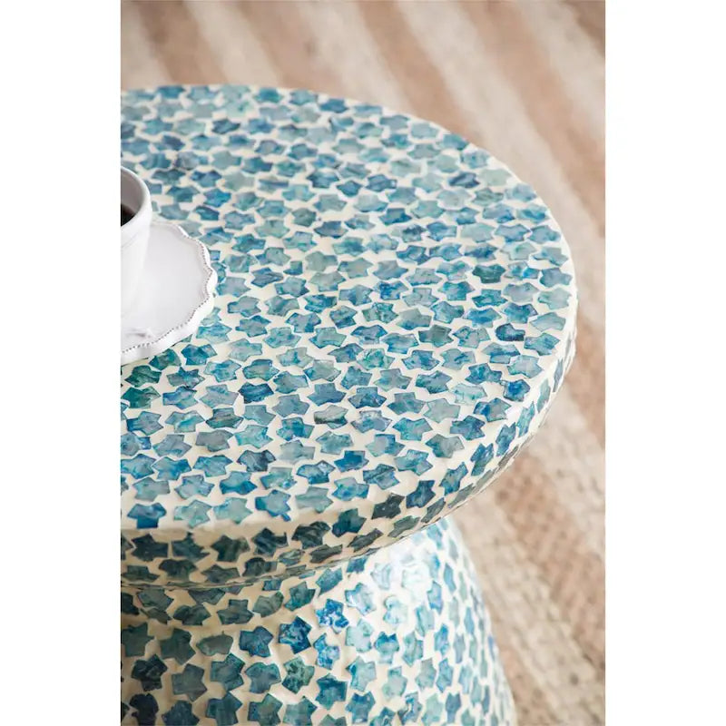 Tabouret et Table d'Appoint Mosaïque en Coquillages de Capiz