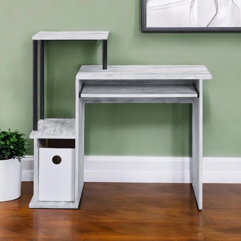 Bureau informatique de 37 pouces avec plateau de clavier et étagère de rangement