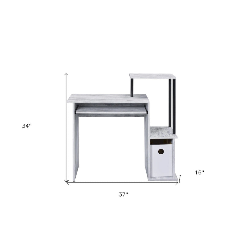 Bureau informatique de 37 pouces avec plateau de clavier et étagère de rangement