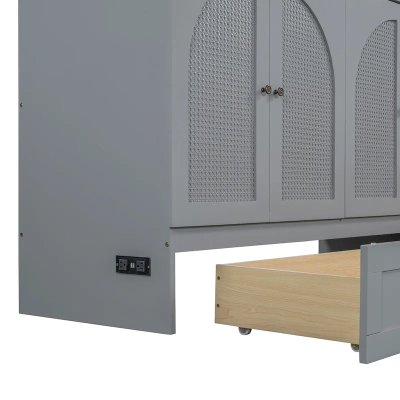 Lit escamotable pliant Queen Size avec tiroirs de rangement