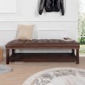 Banc de bout de lit capitonné avec garniture cloutée et étagère de rangement