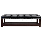 Banc de bout de lit capitonné avec garniture cloutée et étagère de rangement