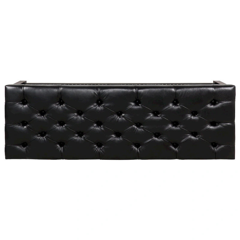 Banc de bout de lit capitonné avec garniture cloutée et étagère de rangement
