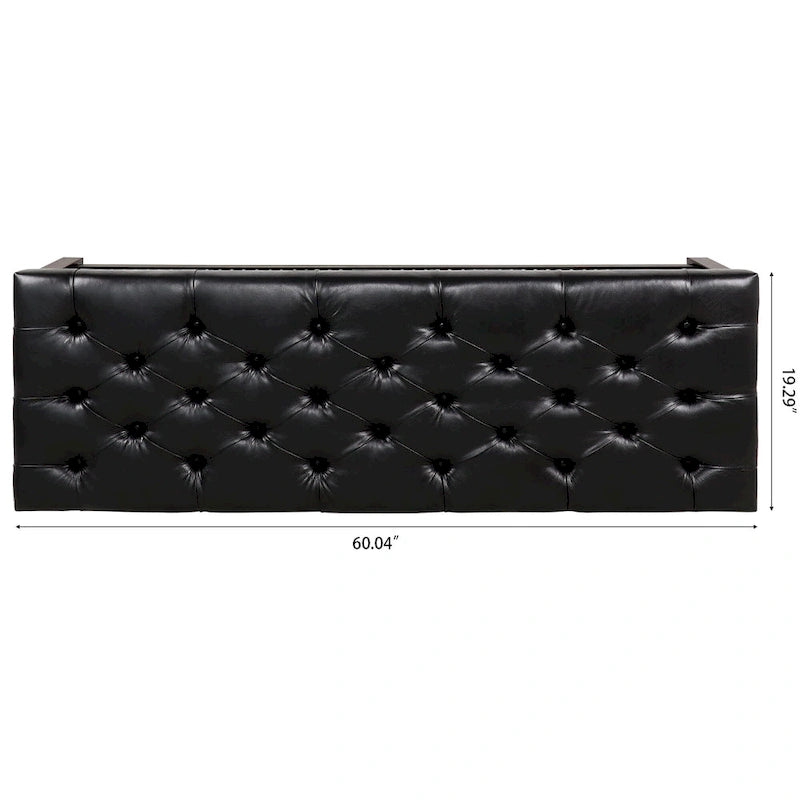 Banc de bout de lit capitonné avec garniture cloutée et étagère de rangement