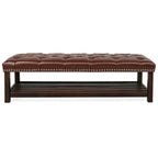 Banc de bout de lit capitonné avec garniture cloutée et étagère de rangement