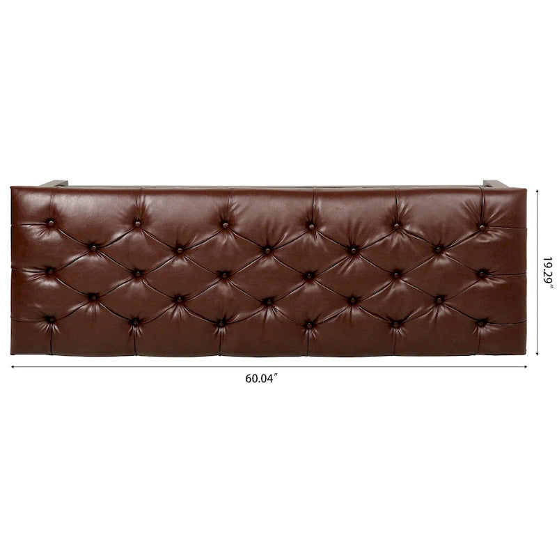 Banc de bout de lit capitonné avec garniture cloutée et étagère de rangement