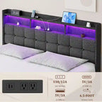 Cadre de lit plateforme King Size avec éclairage LED et tête de lit de chargement USB