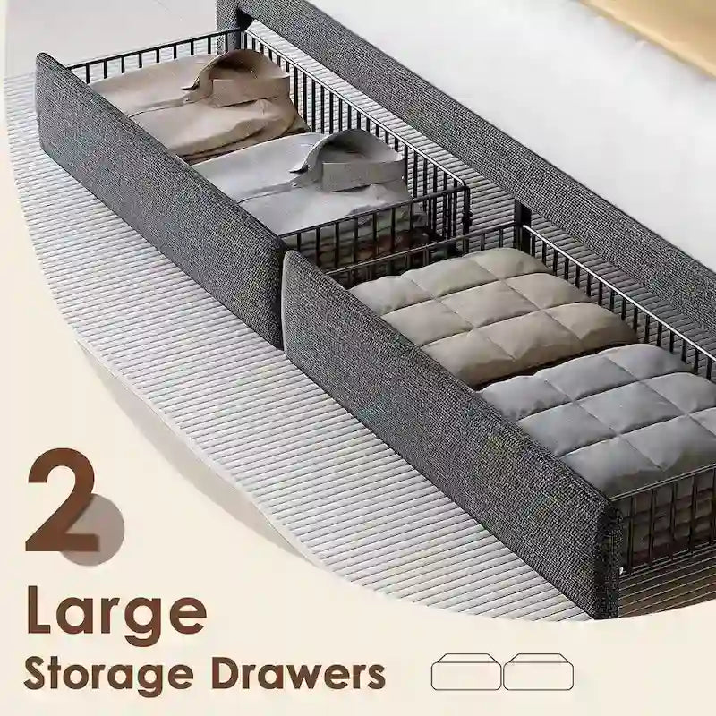 Cadre de lit plateforme King Size avec éclairage LED et tête de lit de chargement USB