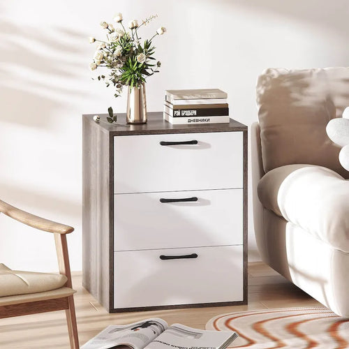 Commode de rangement à 3 tiroirs avec plateau large