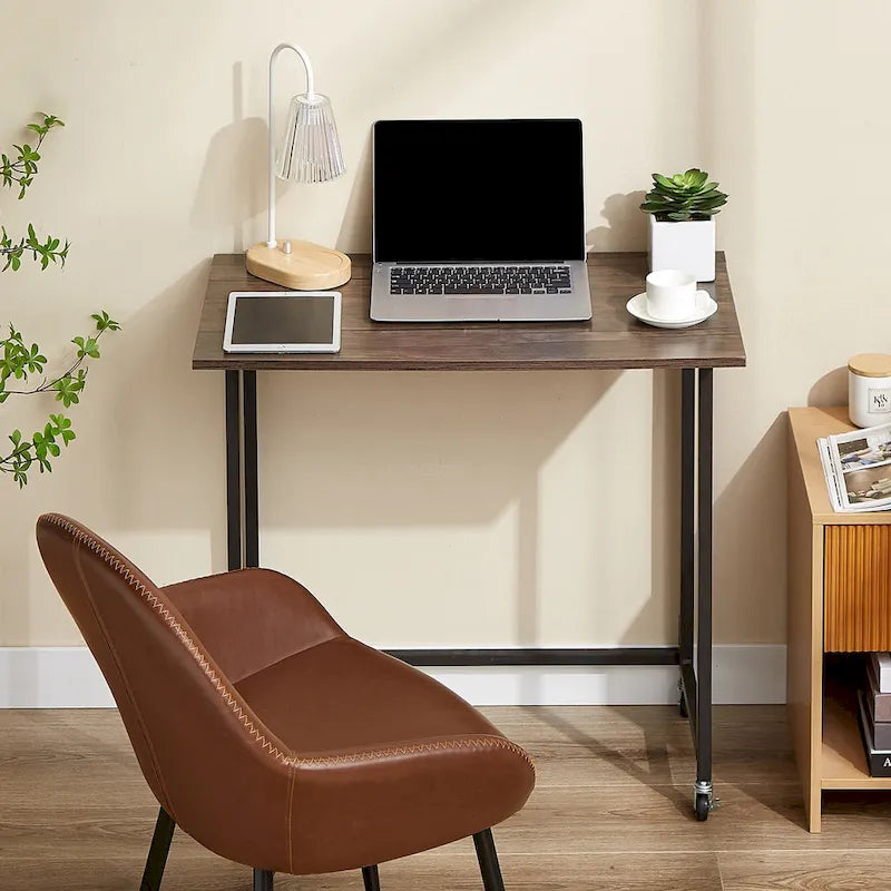 Bureau informatique pliant à roulettes 80 cm, aucun assemblage requis, table d'ordinateur portable pliable peu encombrante pour le bureau à domicile