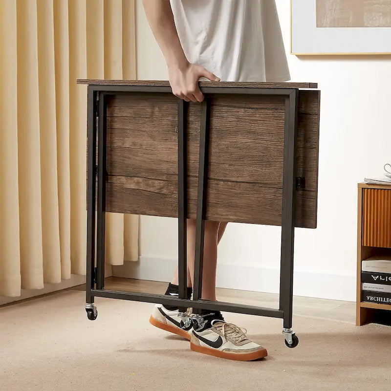 Bureau informatique pliant à roulettes 80 cm, aucun assemblage requis, table d'ordinateur portable pliable peu encombrante pour le bureau à domicile