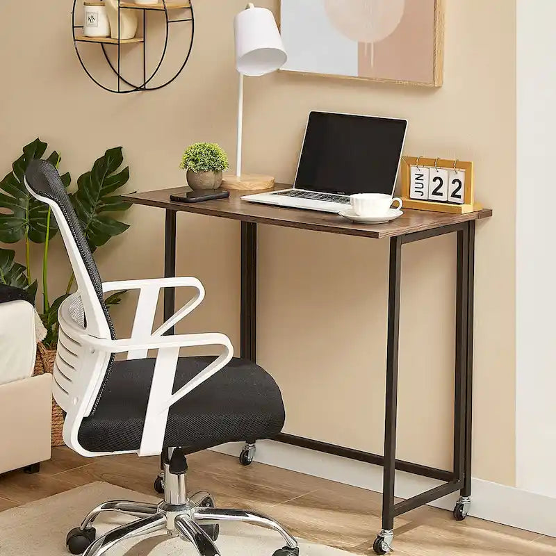 Bureau informatique pliant à roulettes 80 cm, aucun assemblage requis, table d'ordinateur portable pliable peu encombrante pour le bureau à domicile