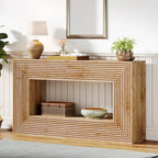 Console de 59 pouces avec design cannelé et étagère de rangement