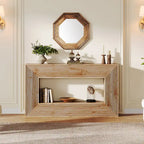 Console de 59 pouces avec design cannelé et étagère de rangement