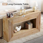 Console de 59 pouces avec design cannelé et étagère de rangement