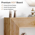 Console de 59 pouces avec design cannelé et étagère de rangement