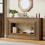 Console de 59 pouces avec design cannelé et étagère de rangement