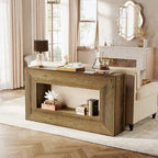 Console de 59 pouces avec design cannelé et étagère de rangement