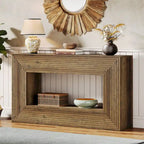 Console de 59 pouces avec design cannelé et étagère de rangement