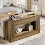 Console de 59 pouces avec design cannelé et étagère de rangement
