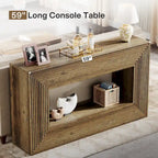 Console de 59 pouces avec design cannelé et étagère de rangement