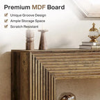 Console de 59 pouces avec design cannelé et étagère de rangement