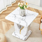 Table basse carrée de 60 cm avec bandes de pieds dorées
