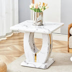 Table basse carrée de 60 cm avec bandes de pieds dorées