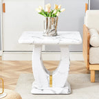 Table basse carrée de 60 cm avec bandes de pieds dorées