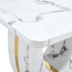 Table basse carrée de 60 cm avec bandes de pieds dorées