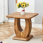 Table basse carrée de 60 cm avec bandes de pieds dorées