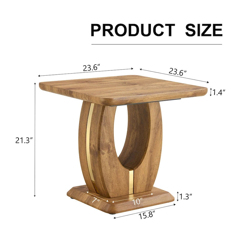 Table basse carrée de 60 cm avec bandes de pieds dorées