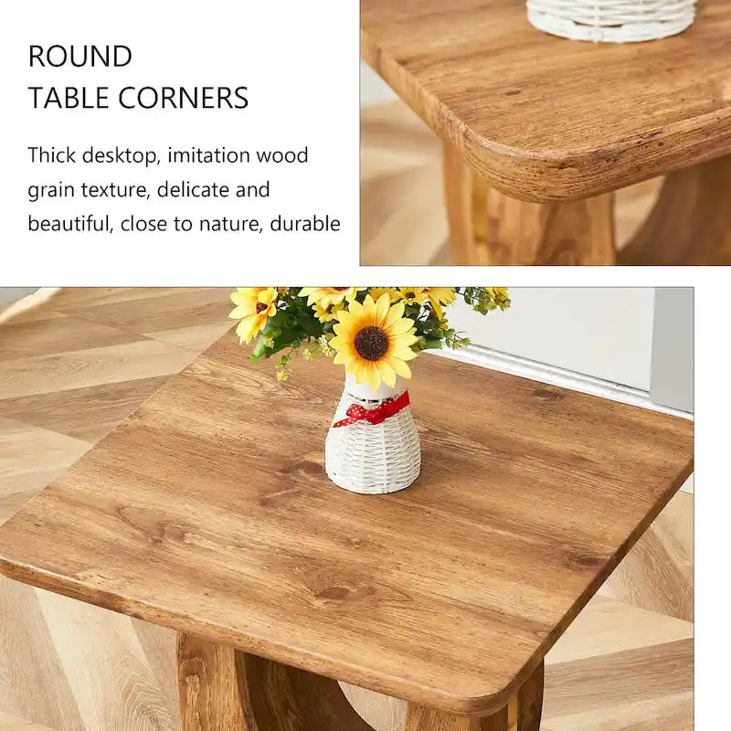 Table basse carrée de 60 cm avec bandes de pieds dorées