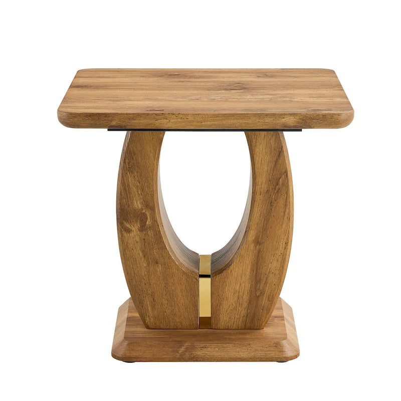 Table basse carrée de 60 cm avec bandes de pieds dorées