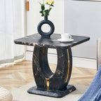 Table basse carrée de 60 cm avec bandes de pieds dorées