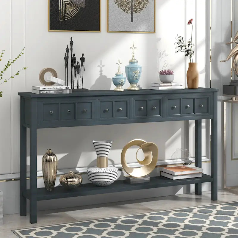 Console d'entrée rustique avec tiroirs et étagère inférieure