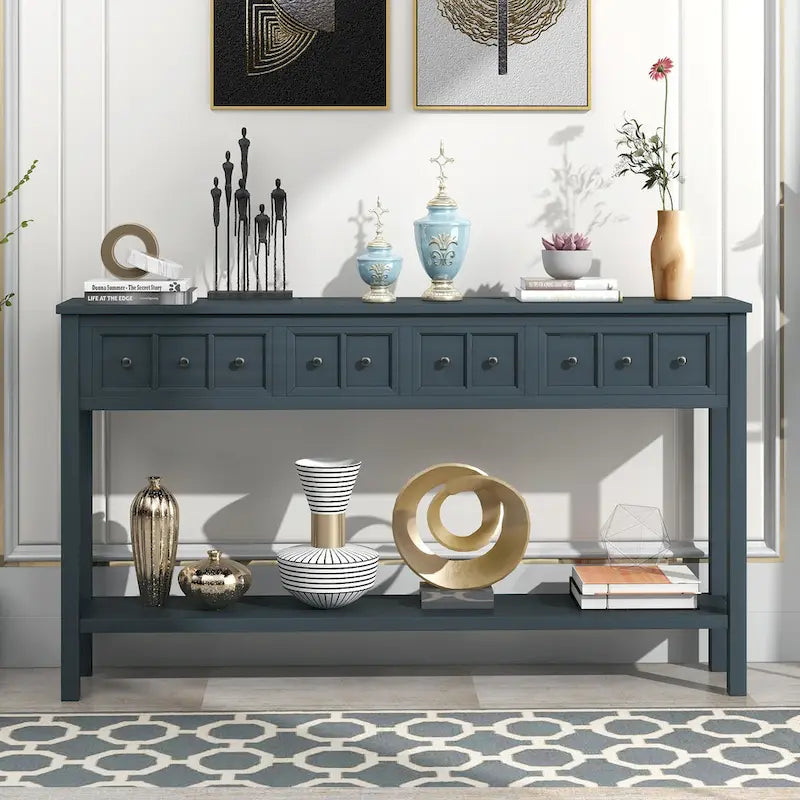 Console d'entrée rustique avec tiroirs et étagère inférieure