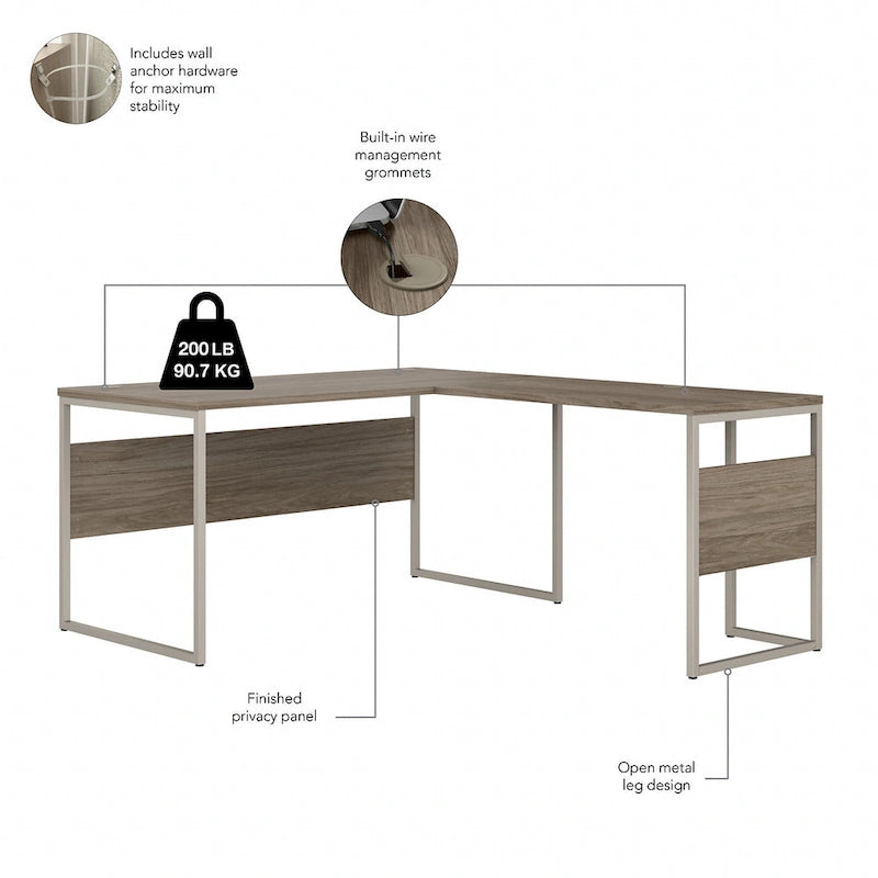 Bureau d'angle 60W x 30D avec pieds en métal