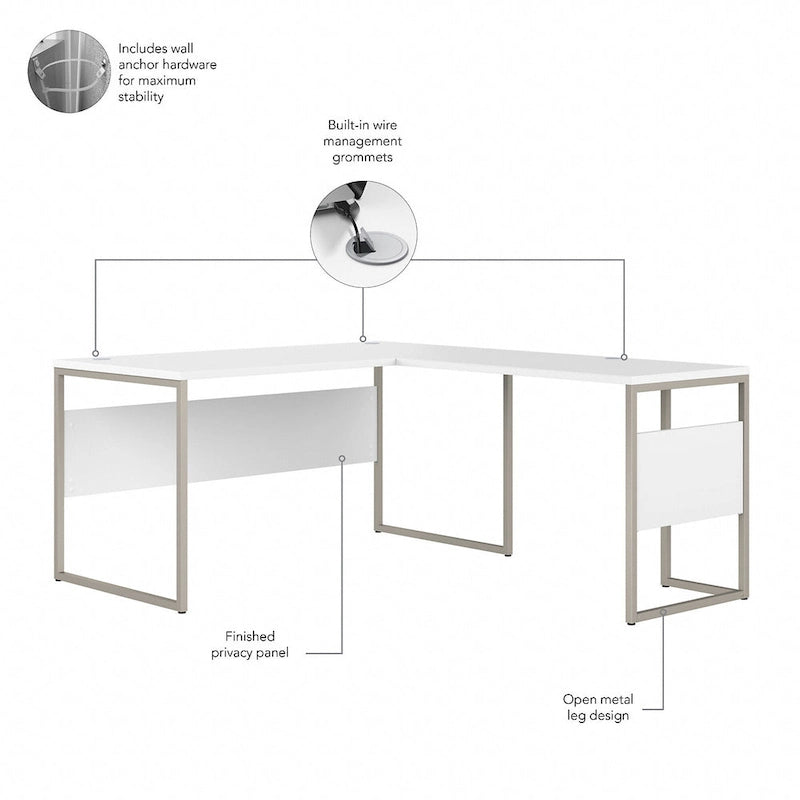 Bureau d'angle 60W x 30D avec pieds en métal