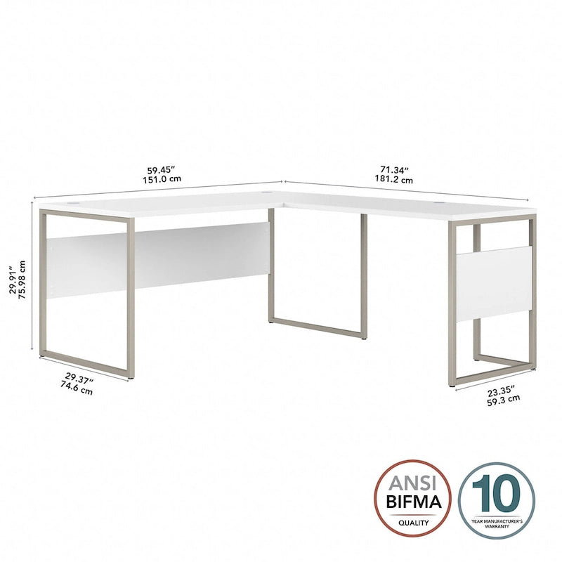 Bureau d'angle 60W x 30D avec pieds en métal