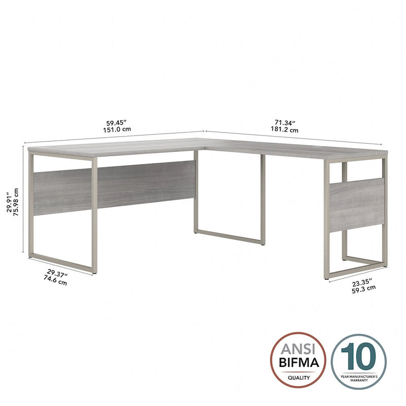Bureau d'angle 60W x 30D avec pieds en métal