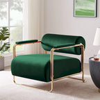 Fauteuil en velours de 79 cm de large avec dossier cylindrique et structure métallique